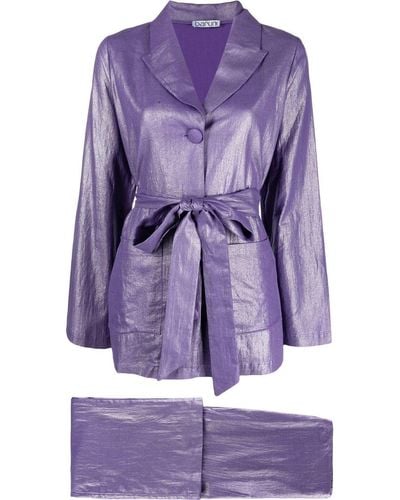 Baruni Sandy Cotton-linen Trouser Suit - Purple