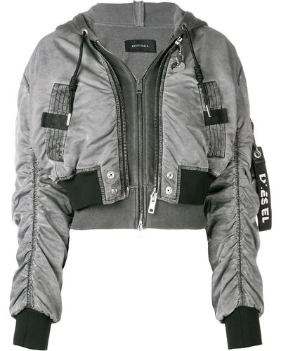 DIESEL Cropped bomber jacket - Gris