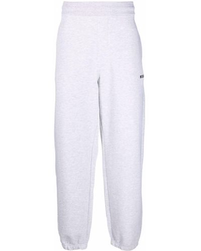 MSGM Pantalon de jogging à logo imprimé - Blanc
