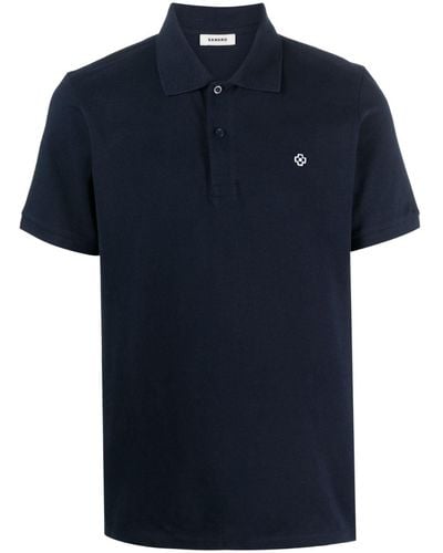 Sandro Embroidered-logo Polo Shirt - Blue