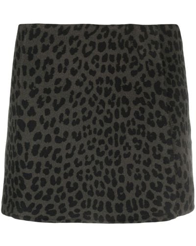 P.A.R.O.S.H. Leopard-print Wool Mini Skirt - Black
