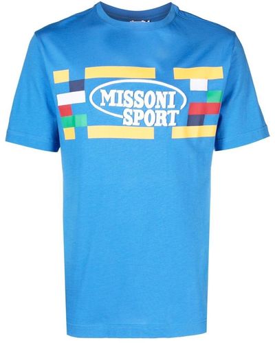 Missoni T-shirt à logo imprimé - Bleu