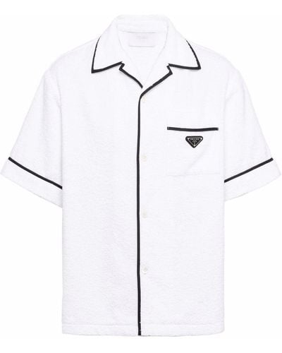 Prada Chemise à plaque logo - Blanc
