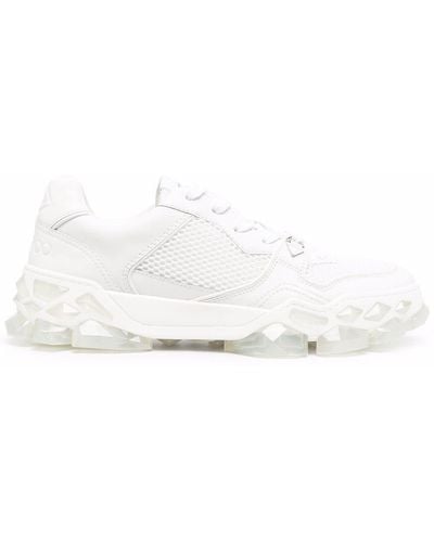 Jimmy Choo Mesh-panel Lace-up Trainers - White