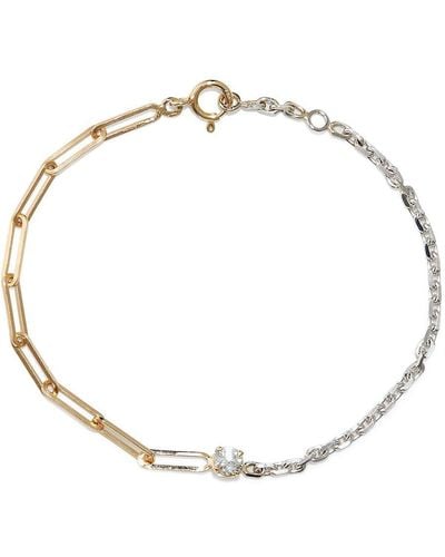 Yvonne Léon 18kt Yellow And White Gold Solitaire Diamond Mix Chain Bracelet - Metallic