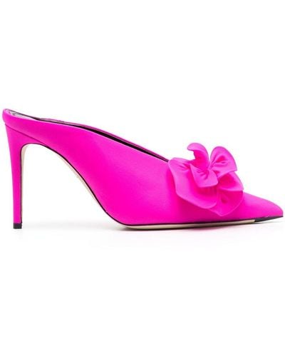 Victoria Beckham Floral-applique Detail 100mm Mules - Pink