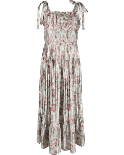 Polo Ralph Lauren Camile Floral Print Pleated Dress - Green