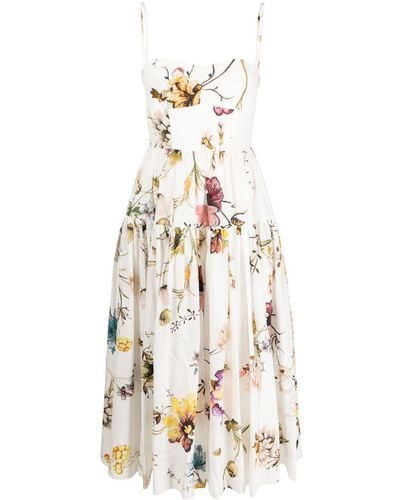 Erdem Kleid mit Blumen-Print - Weiß