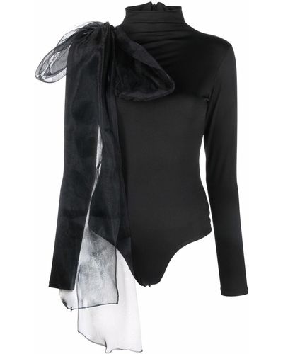 Atu Body Couture Tulle-bow Top - Black