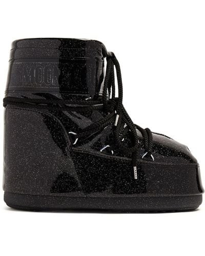 Moon Boot Icon Low Glitter Boots - Black