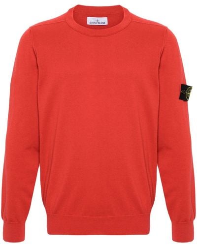 Stone Island Compass-badge Fine-knit Jumper - Red