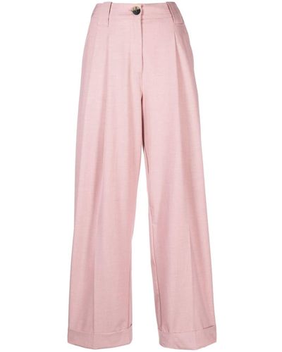 Ganni Pantalon ample à taille-haute - Rose