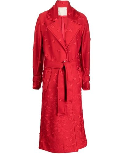 Elie Saab Floral-embroidered Trench Coat