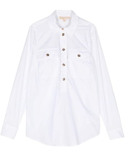 MICHAEL Michael Kors Popeline-Bluse mit Kragen - Weiß