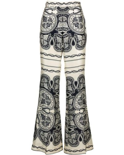 Sandro Printed Flared Trousers - Grey