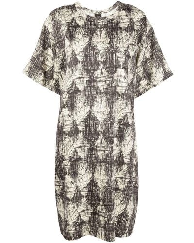 Aspesi Scribble-print T-shirt Dress - Gray