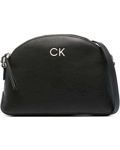 Calvin Klein Logo-plaque Faux-leather Crossbody Bag - Black