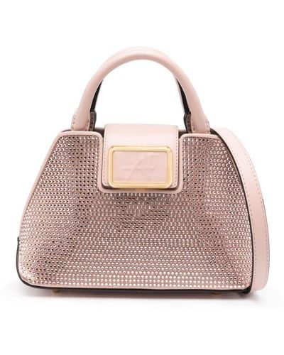 Alberta Ferretti Rhinestone-embellished Leather Tote Bag - Pink