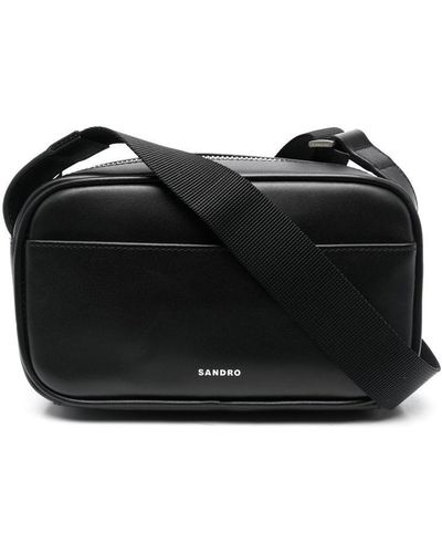 Sandro Logo-print Detail Messenger Bag - Black