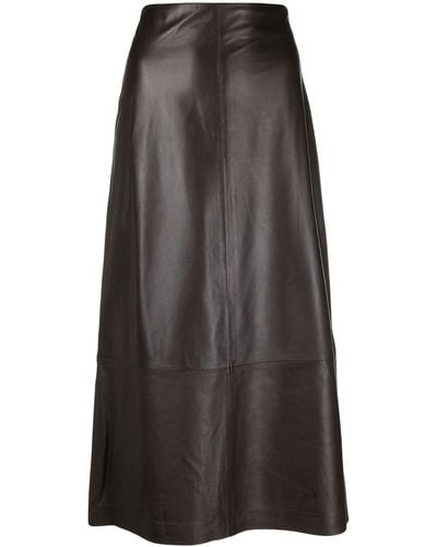 Vince High-waisted Leather Skirt - Grey