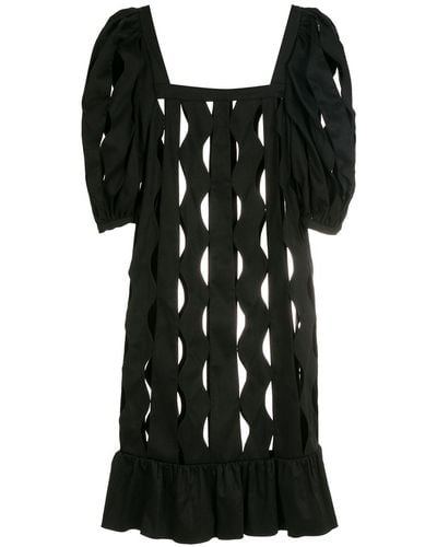 Adriana Degreas Cut-out Puff-sleeve Midi Dress - Black