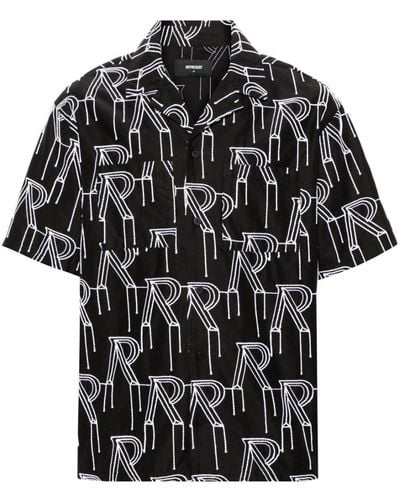 Represent Logo-embroidered Cotton Shirt - Black