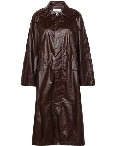 Cordera Single-breasted Coated Trench Coat - Brown