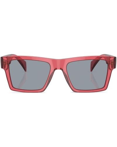 Versace Eckige Sonnenbrille mit Logo-Schild - Rot