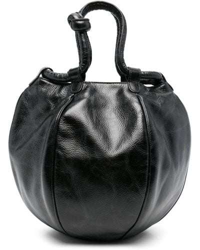 Hereu Globul Distressed Leather Tote Bag - Black