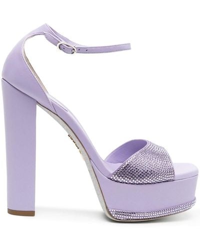 Rene Caovilla 90mm Crystal-embellished Platform Sandals - Purple