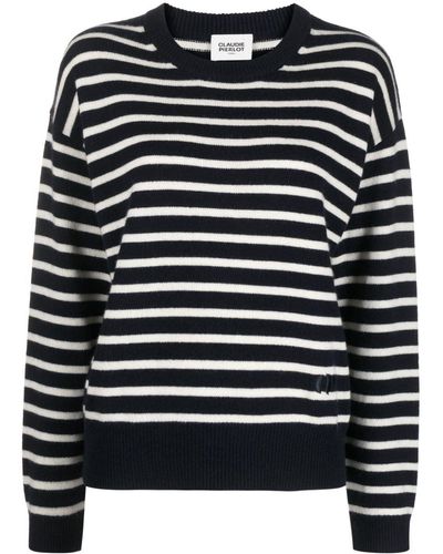Claudie Pierlot Striped Cashmere Sweater - Black