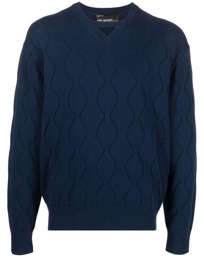 Neil Barrett ジャカードパターン セーター - ブルー
