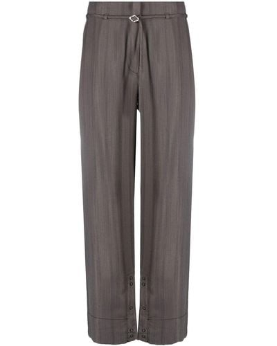 Ganni Striped Straight-leg Pants - Gray