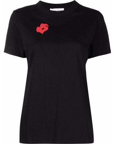 Sonia Rykiel T-Shirt mit Mohn-Print - Schwarz