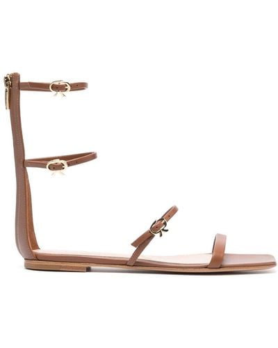 Gianvito Rossi Downtown Flat Leather Sandals - Brown
