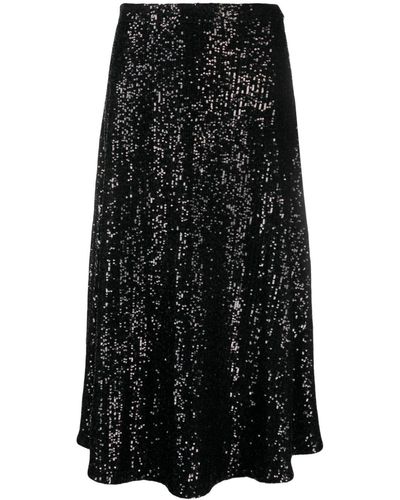 Claudie Pierlot Gonna svasata con paillettes - Nero