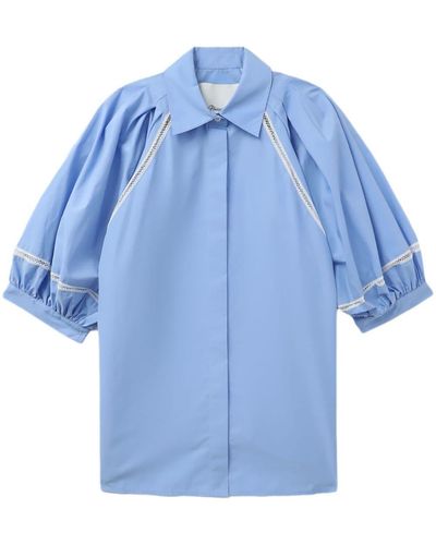 3.1 Phillip Lim Straight-point Collar Cotton-blend Shirt - Blue