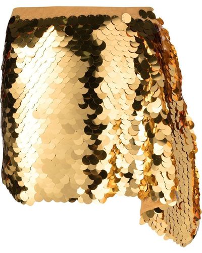 Patrizia Pepe Sequin-embellished Draped Mini Skirt - Metallic