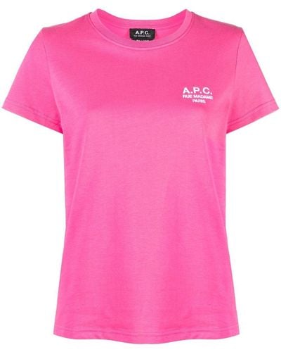 A.P.C. T-Shirt mit Logo-Print - Pink