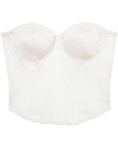 Fleur du Mal Sweetheart Neck Silk Bustier - White