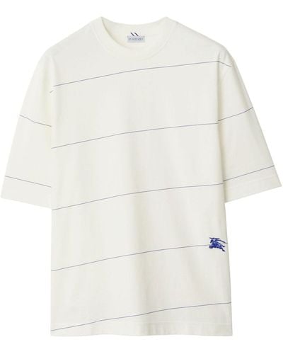 Burberry T-shirt en coton à rayures - Blanc