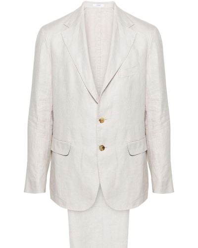 Boglioli Single-breasted Linen Suit - White