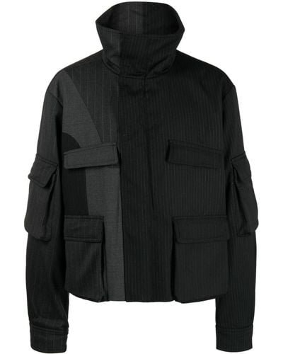 Feng Chen Wang Two-tone Striped Wool Jacket - Black