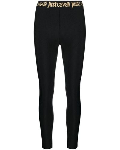 Just Cavalli Logo-waistband High-waist leggings - Black