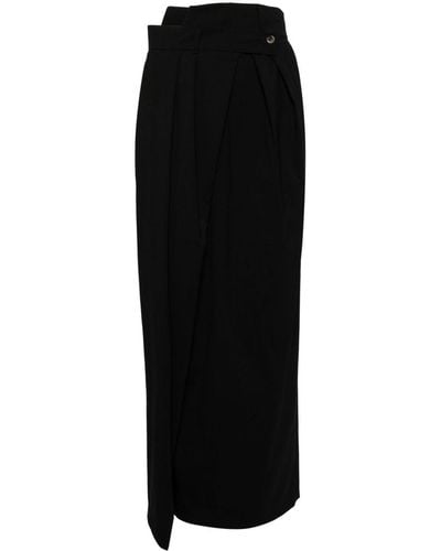A.W.A.K.E. MODE Virgin Wool Wrap Maxi Skirt - Black