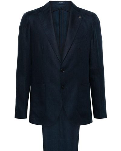Tagliatore Linen Single-breasted Suit - Blue