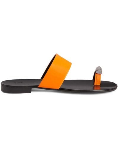 Giuseppe Zanotti Norbert Leather Flat Sandals - Orange