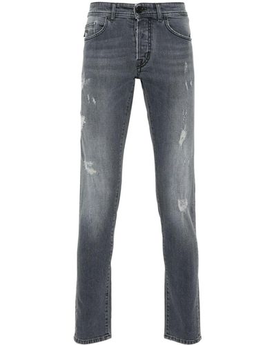 Sartoria Tramarossa 1980 Distressed Low-rise Slim-cut Jeans - Blue
