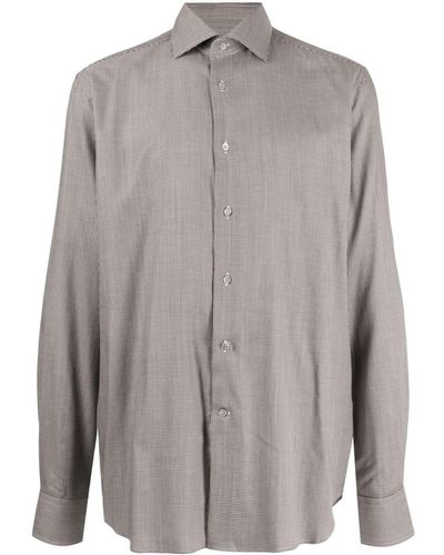 Corneliani Houndstooth-pattern Long-sleeve Shirt - Gray