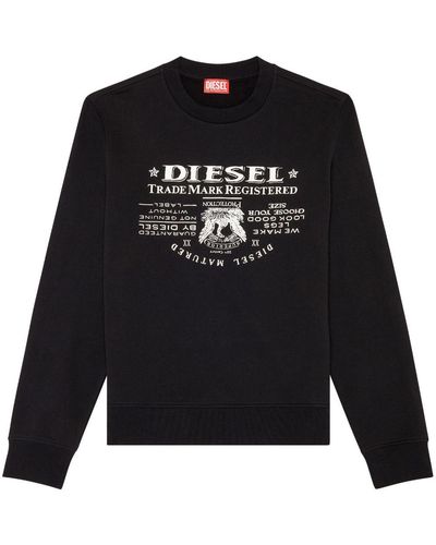 DIESEL S-ginn-l2 ロゴ スウェットシャツ - ブラック